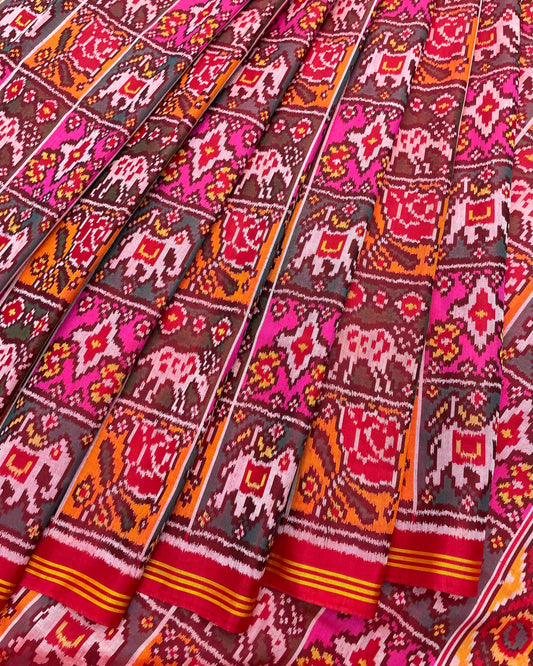 Red & Multicolour Narikunj Designer Patola Saree