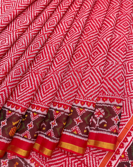 Red Bandhani Design Patola Saree