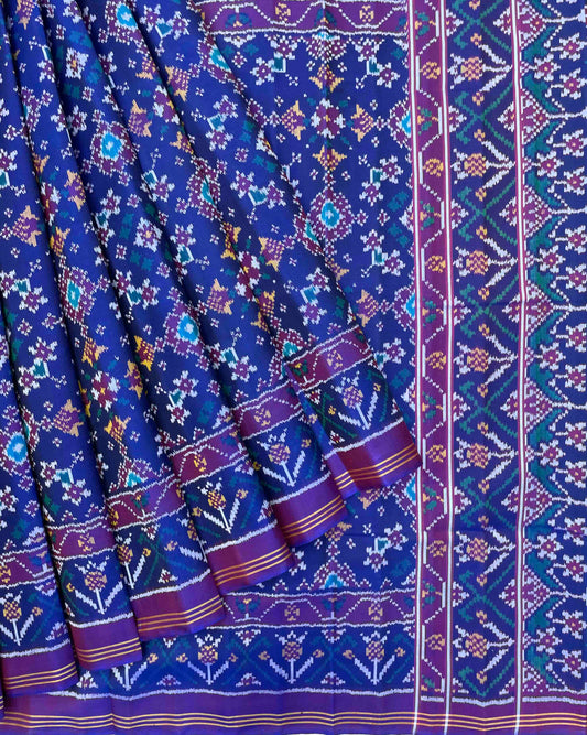 Purple & Blue Navratan Patola Saree