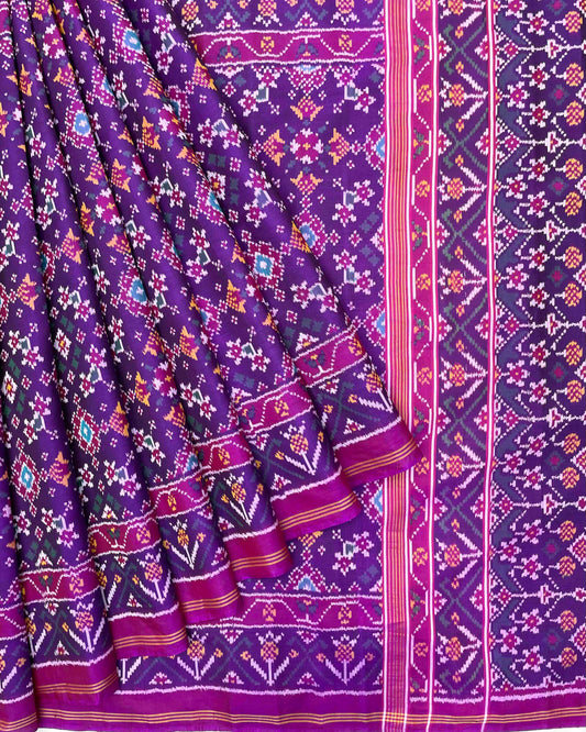 Pink & Purple Navratan Patola Saree
