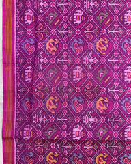 Pink Narikunj Semi Double Ikat Patola Dupatta