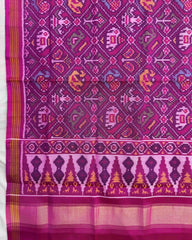 Pink Narikunj Semi Double Ikat Patola Dupatta