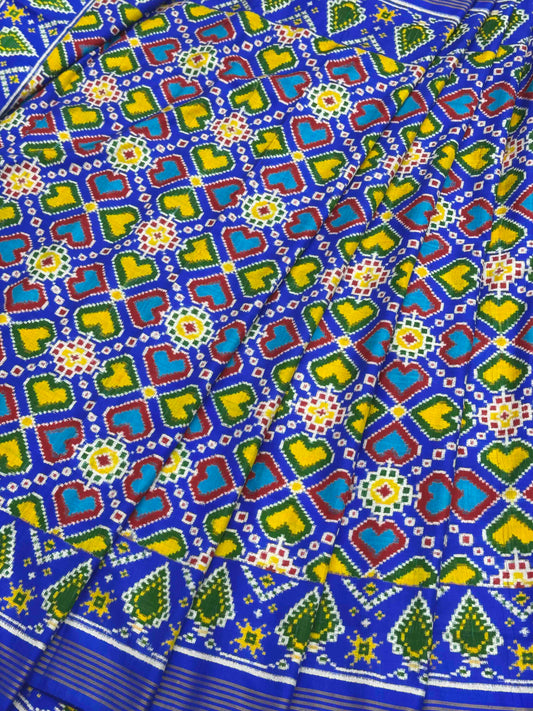 Blue Patan Patola in vhoragaji design