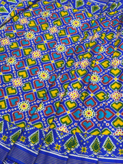 Blue Patan Patola in vhoragaji design