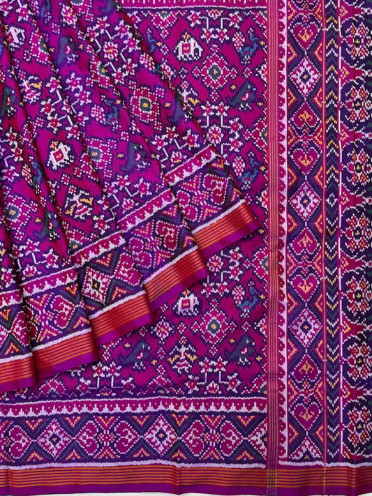 Purple Pink Narikunj Navratan mix Patola