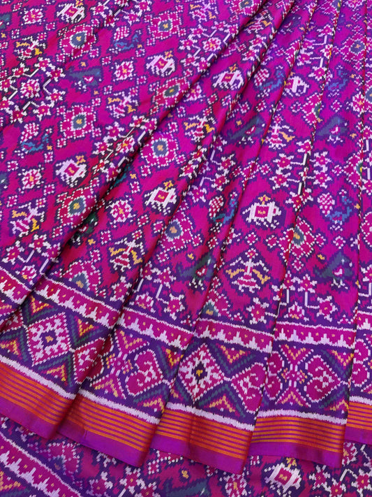 Purple Pink Narikunj Navratan mix Patola