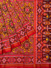 Red & musterd navratan Patola Saree