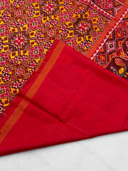 Red & musterd navratan Patola Saree