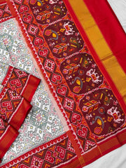 Red & white Navaratan Patola Saree