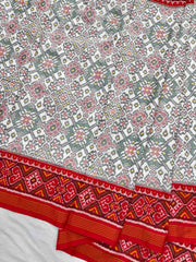 Red & white Navaratan Patola Saree
