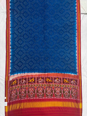 Red & Blue Rai dana bandhani saree
