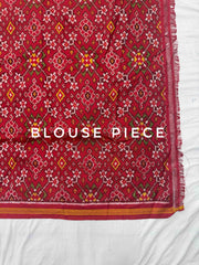 Red & Blue Rai dana bandhani saree