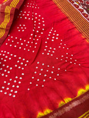 Red & Maroon Patola Bandhani Saree