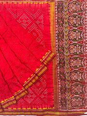 Red & Maroon Patola Bandhani Saree