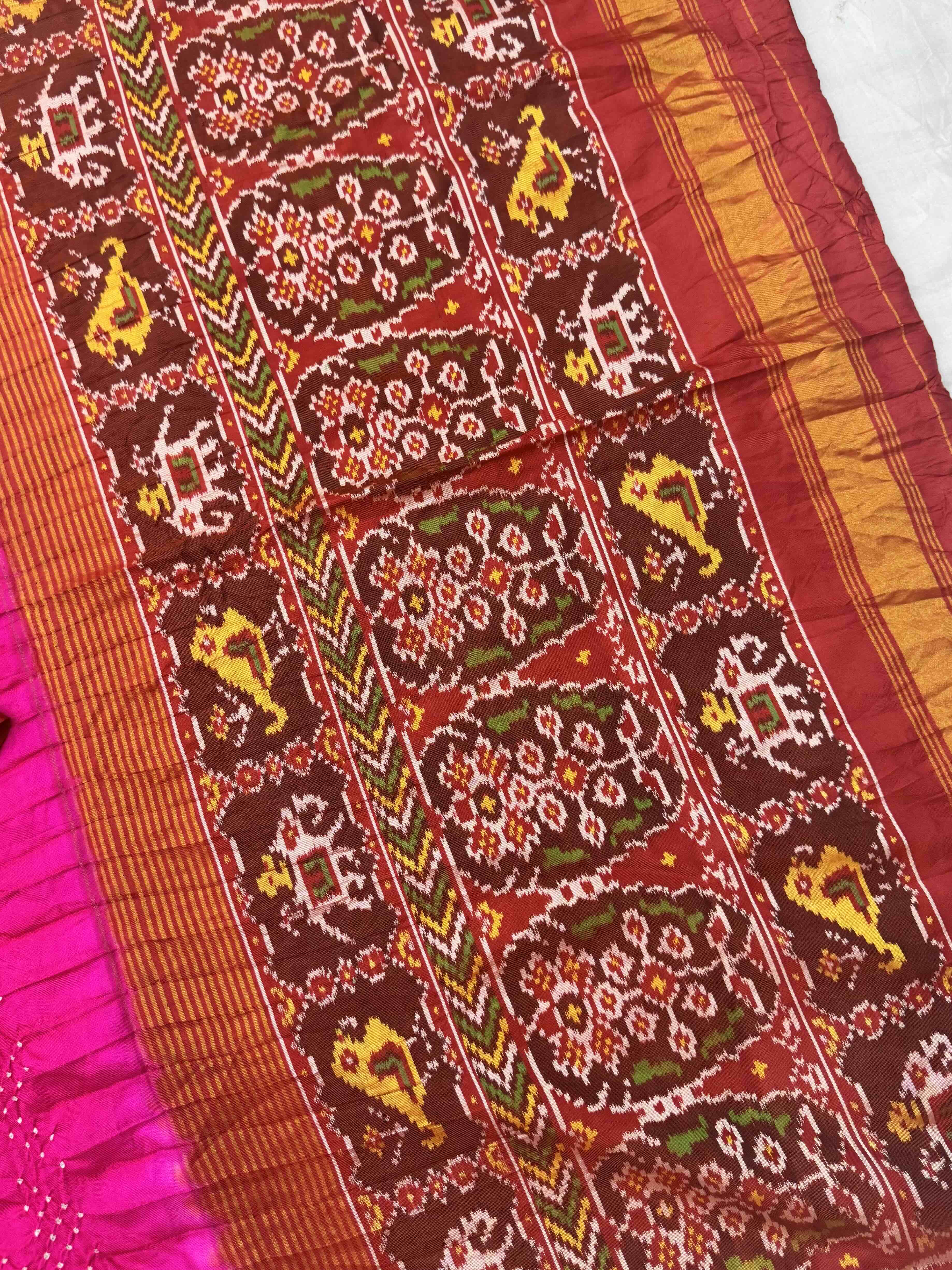 Red & Rani Bandhani Patola Saree