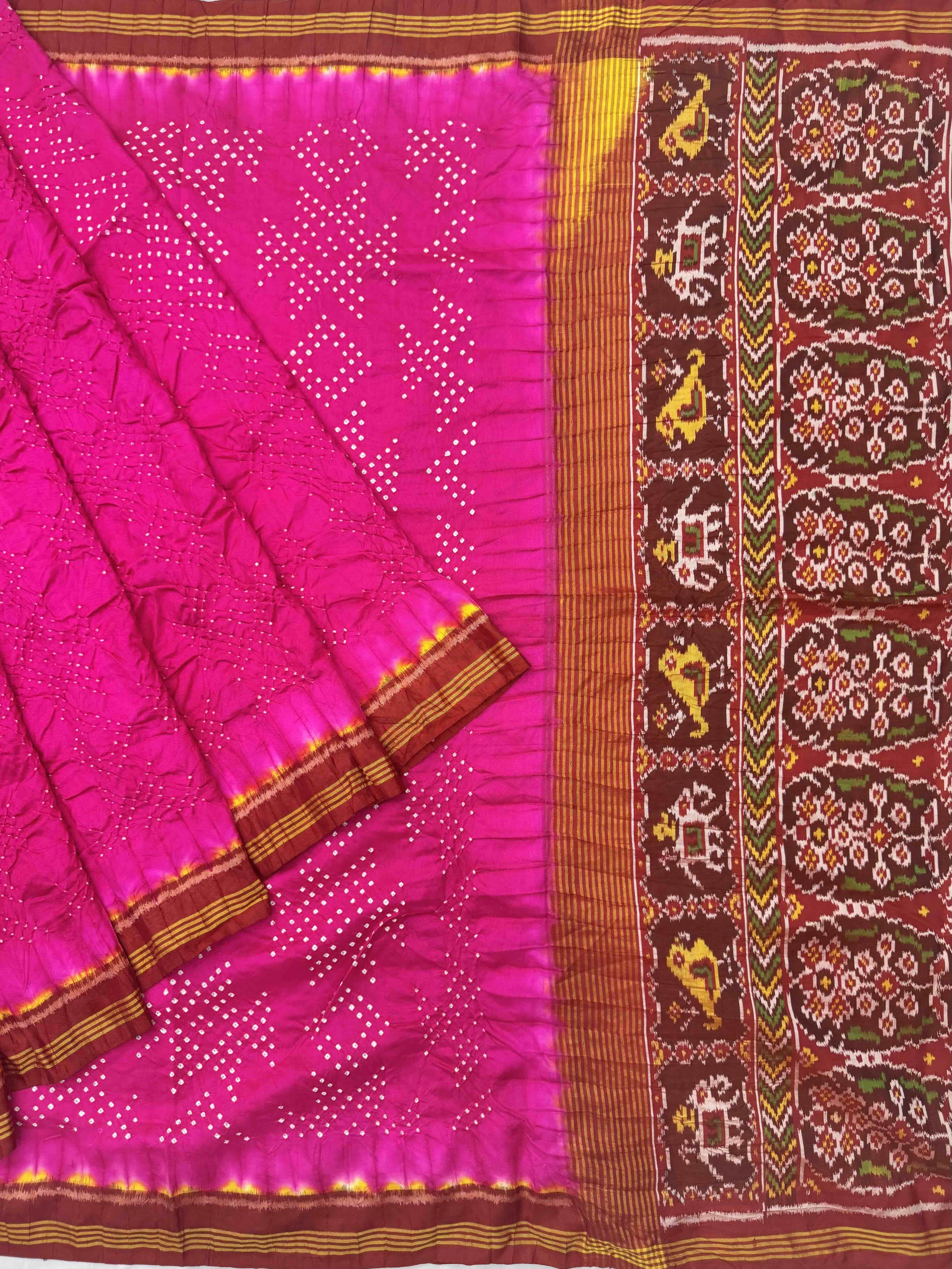 Red & Rani Bandhani Patola Saree