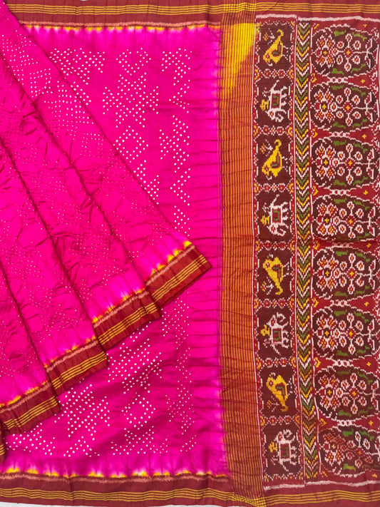 Red & Rani Bandhani Patola Saree