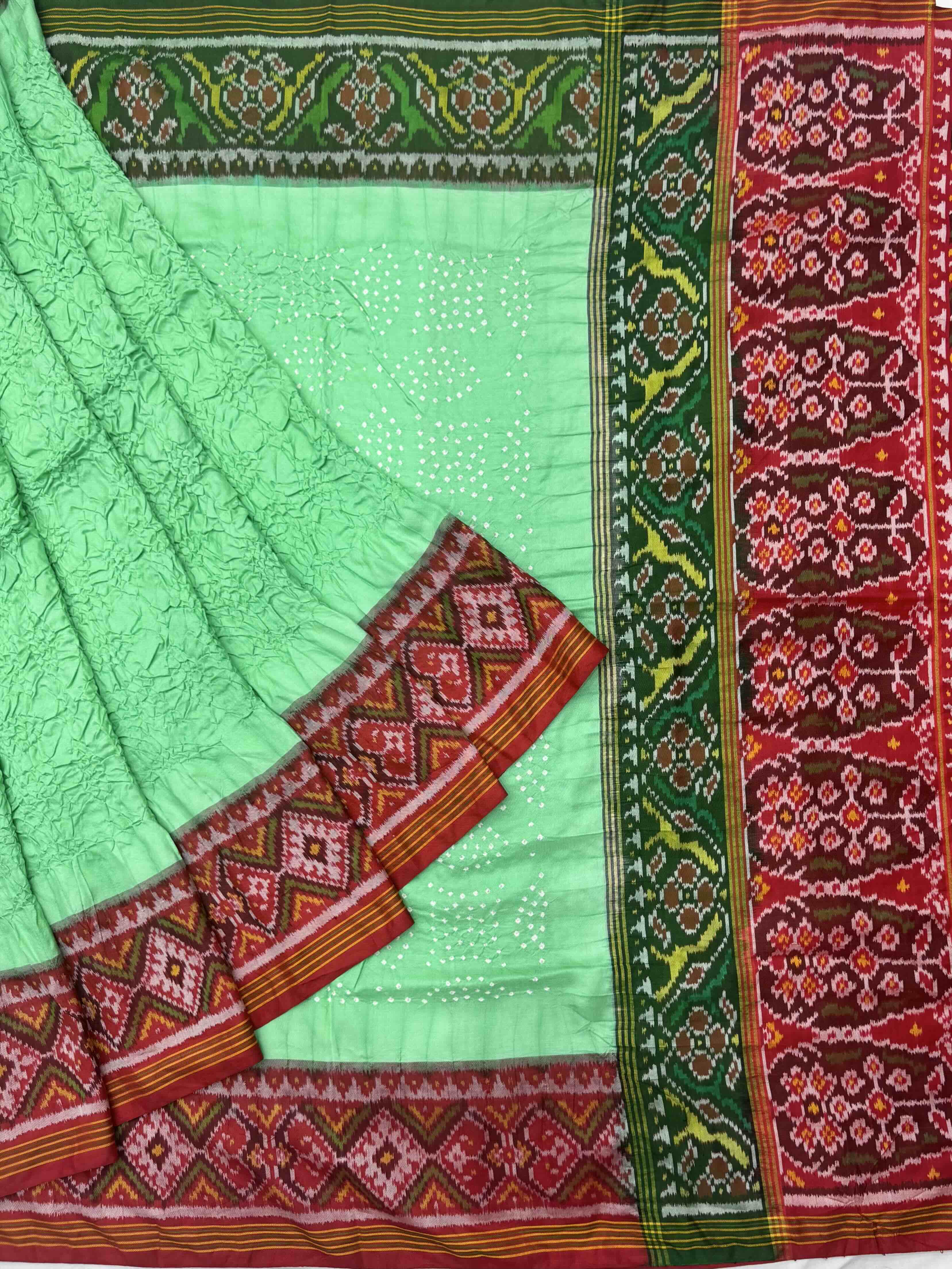 Ganga Jamuna Pista Bandhani Patola Saree
