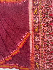 Maroon & beat maroon Bandhani Patola Saree