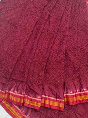 Maroon & beat maroon Bandhani Patola Saree