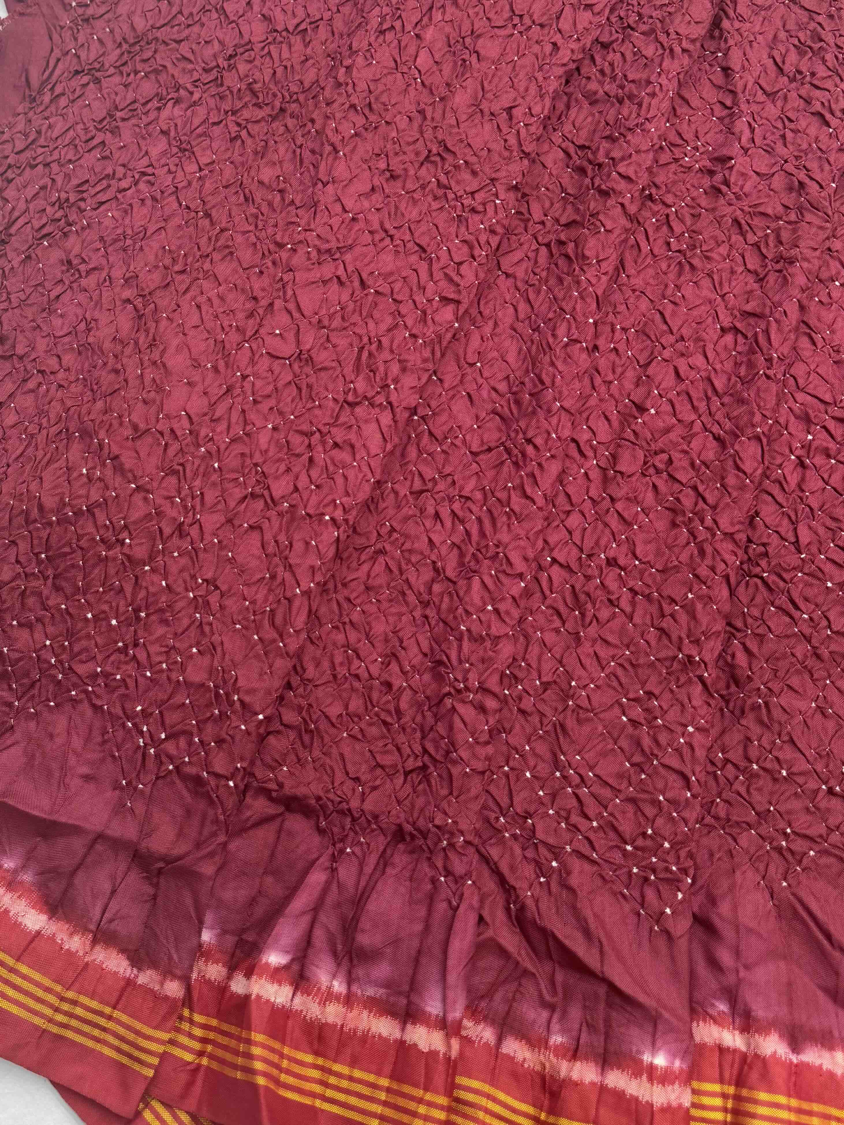 Maroon & beat maroon Bandhani Patola Saree