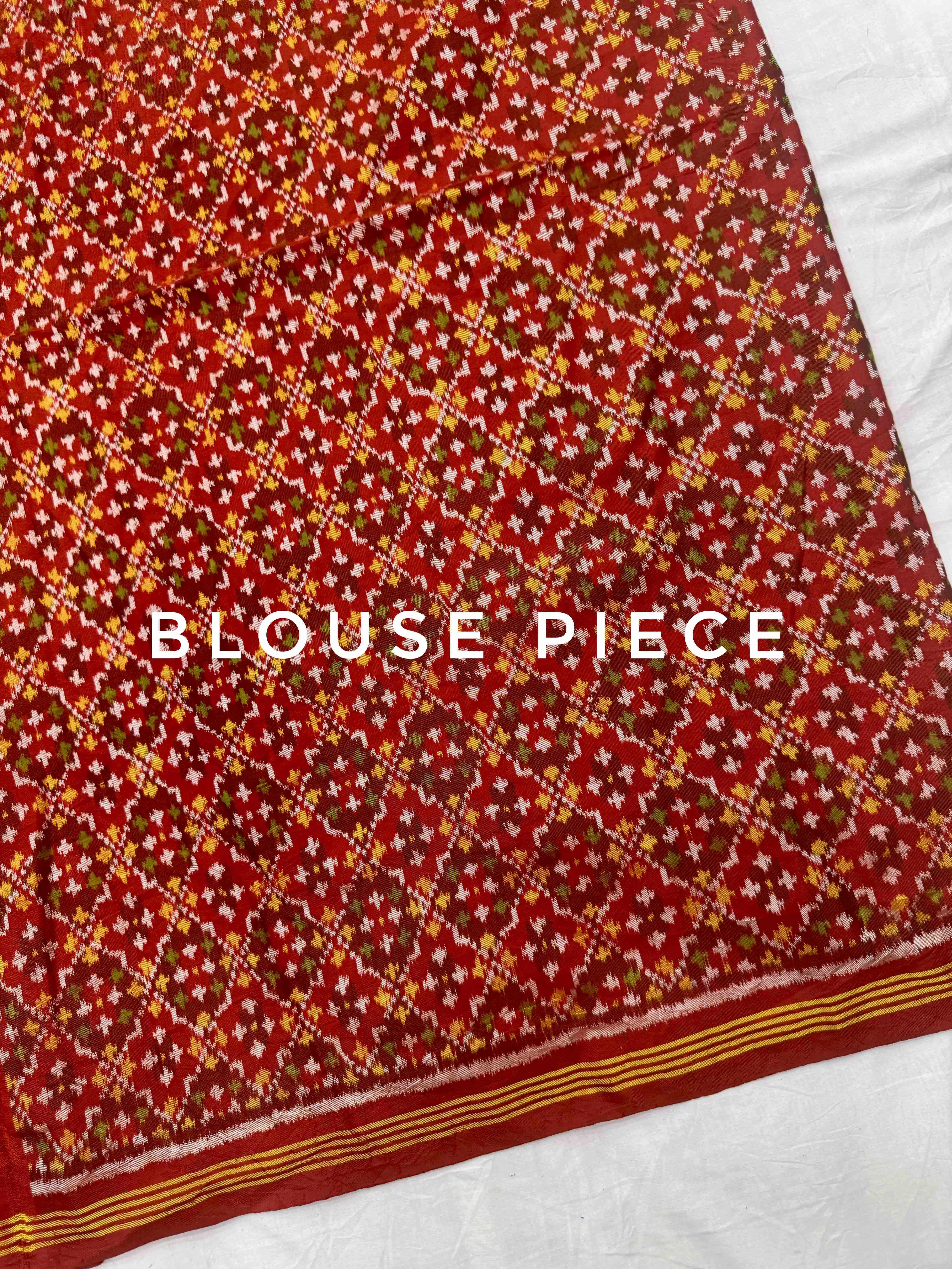 Red & Teal bluse Bandhani Patola Saree