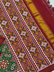 Red & Green Navaratan Patola