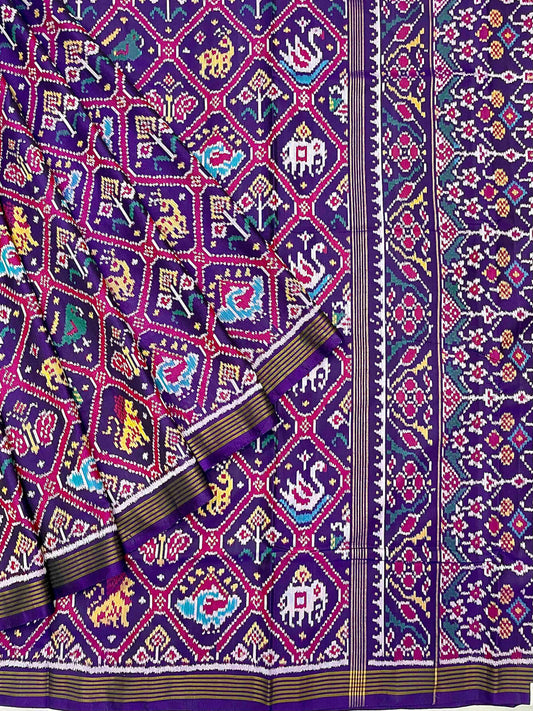Blue Purple Narikunj Adtala Patola Saree
