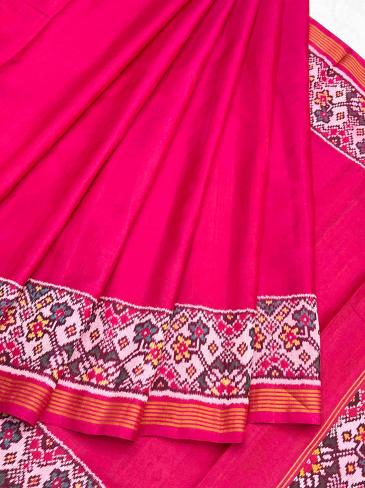 Plain pink with Navratan Border Patola