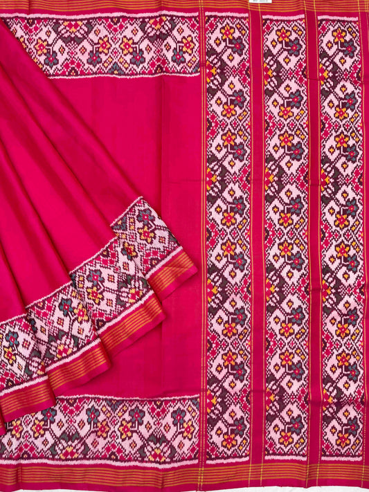 Plain pink with Navratan Border Patola