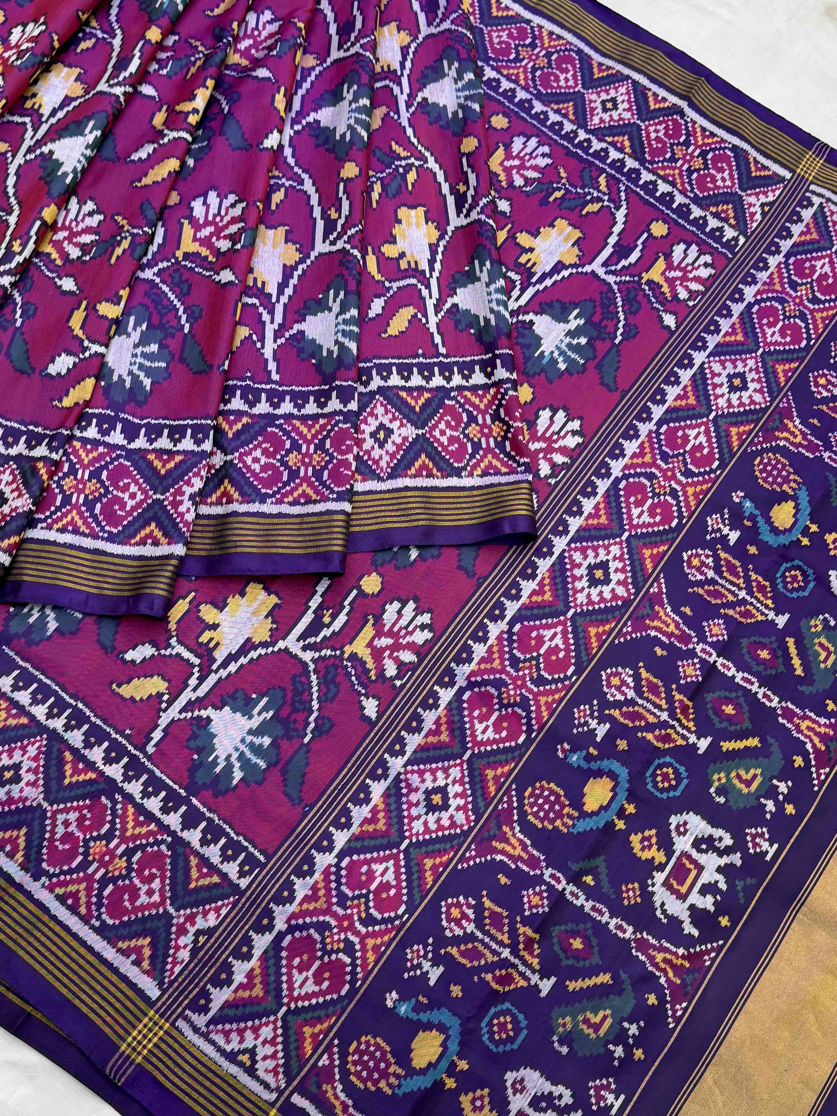 Purple & magenta pink creaper design Patola