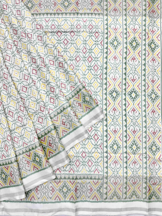 White with bandhani style design patola