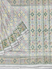 White Rajkoti Patola with Bandhani design