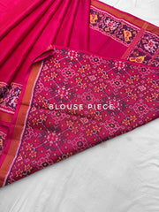 Pink plain Narikunj Patola Saree