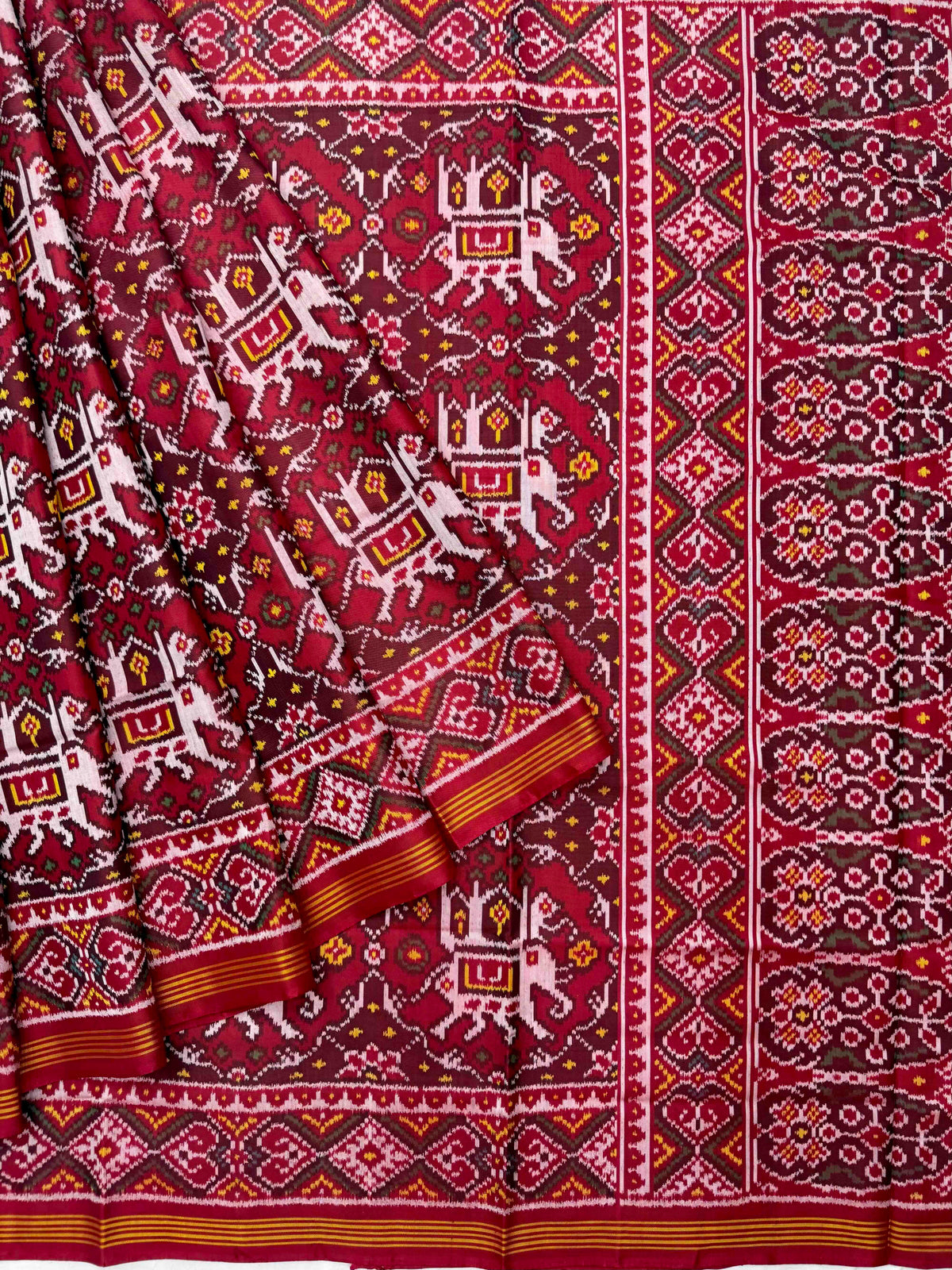 Ambadi Hathi Red Maroon Patola