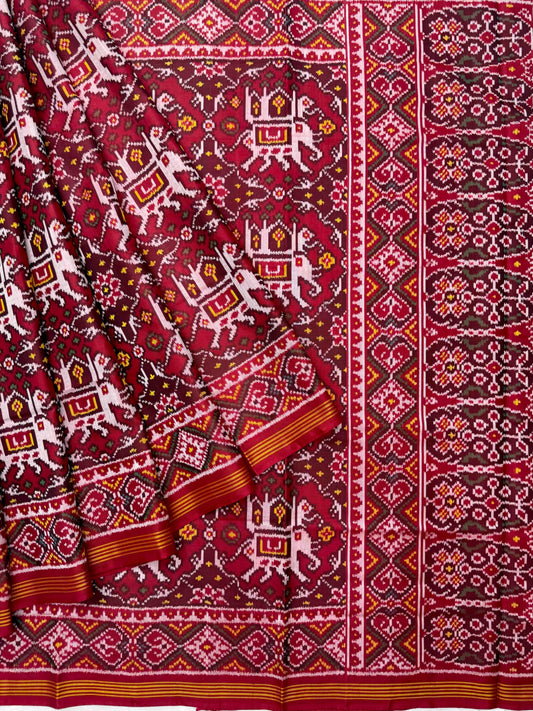 Ambadi Hathi Red Maroon Patola