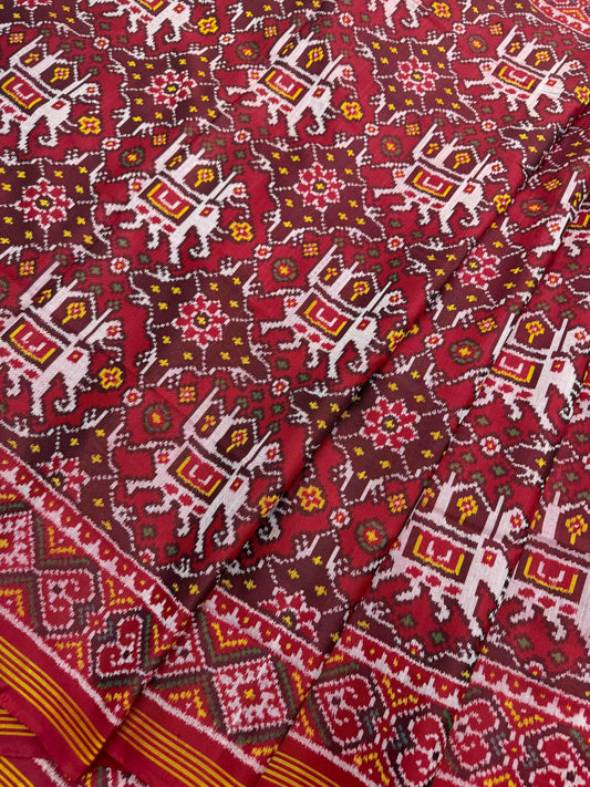 Ambadi Hathi Red Maroon Patola