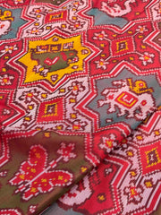 Red multi colour star figure design Patola