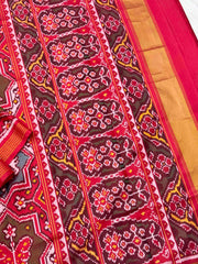 Red multi colour star figure design Patola