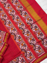 Plain Red Navratan border Patola Saree