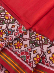 Plain Red Navratan border Patola Saree