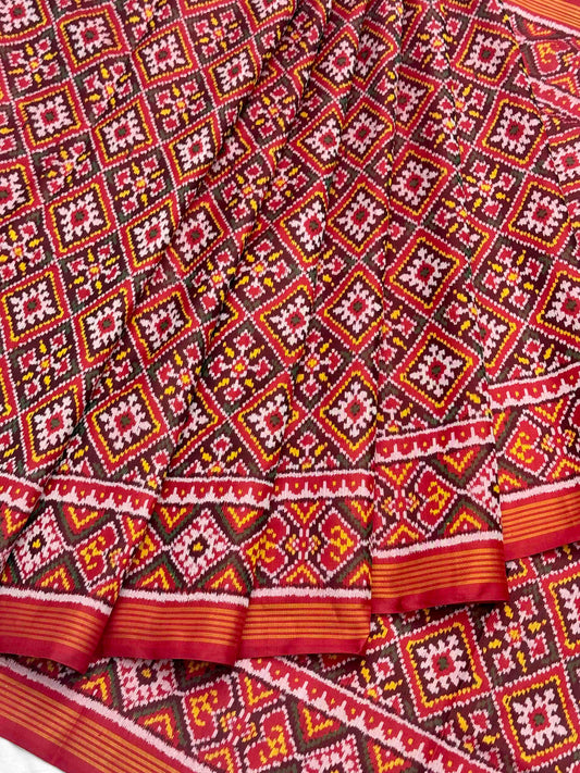 Maroon Red Panchanda Patola Saree