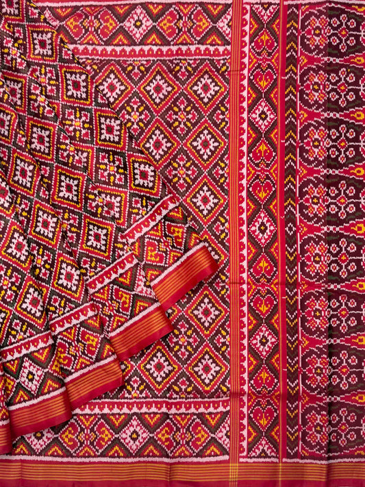 Maroon Red Panchanda Patola Saree