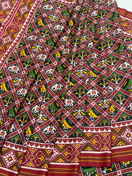 Maroon & Black Small Narikunj Patan Patola