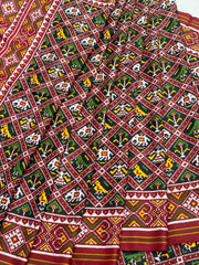 Maroon & Black Small Narikunj Patan Patola