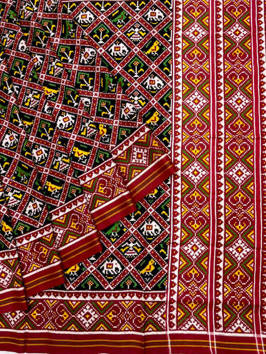 Maroon & Black Small Narikunj Patan Patola