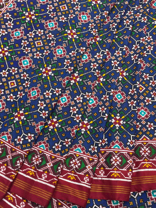 Red & Blue Navaran Patan Patola