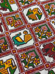 Red & white Narikunj Patan Patola