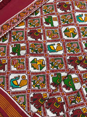 Red & white Narikunj Patan Patola