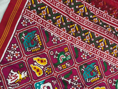 Red & Pink narikunj 9 figure Patan Patola